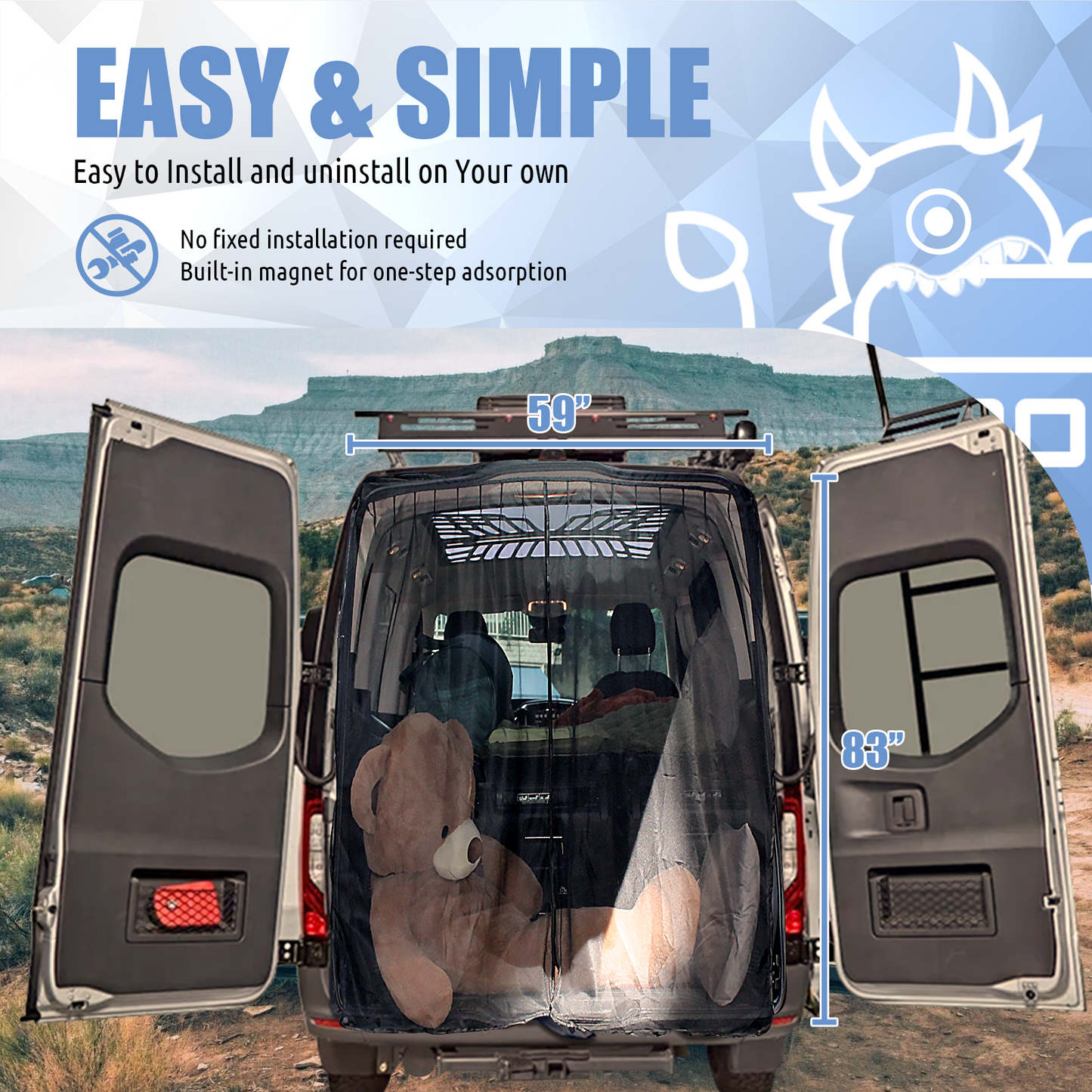Insect-proof mosquito net for RV back door(Large)