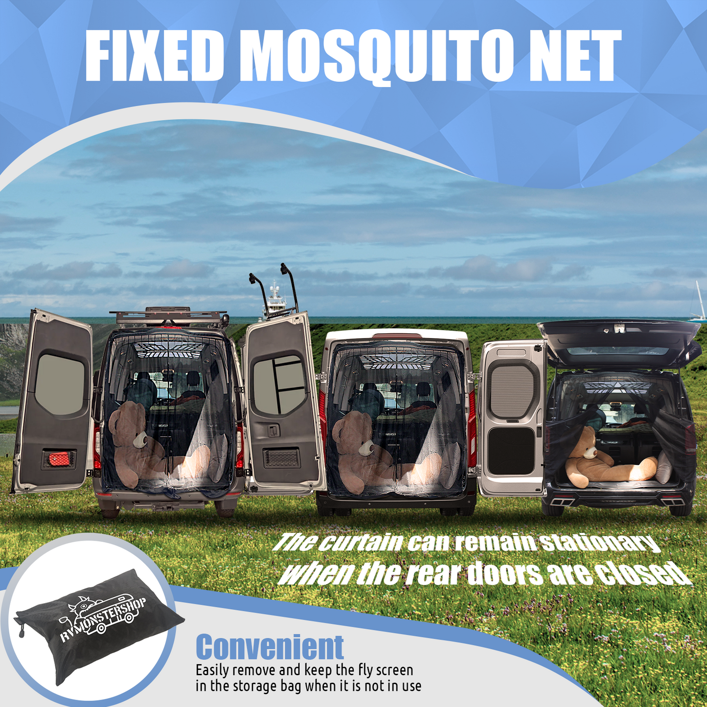 Insect-proof mosquito net for RV back door(Large)