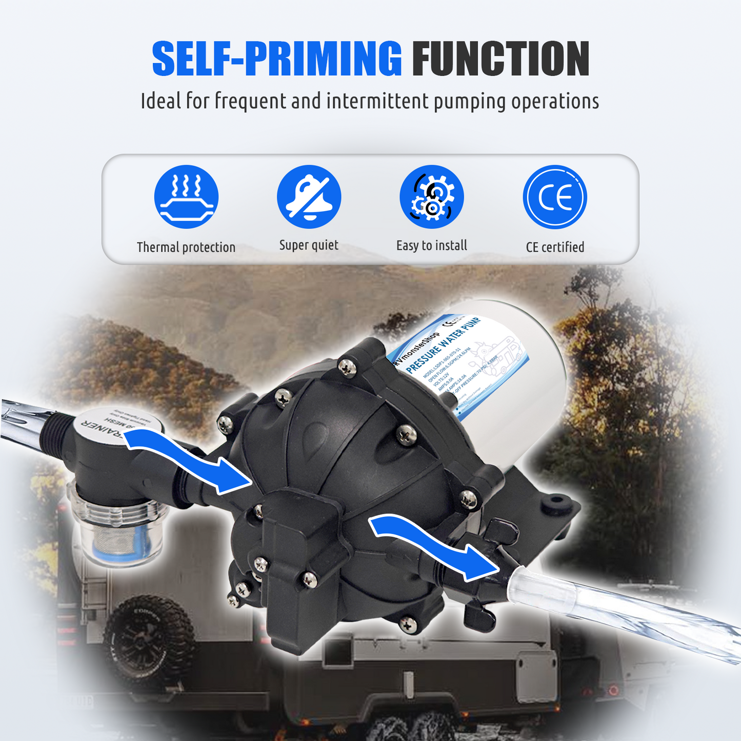 All new 5-Chamber 12V Water Pressure Diaphragm Pump