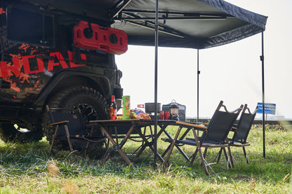 Aluminum Alloy 270° Car Side Tent—Waterproof, Sunshade, Black Vinyl for Camping