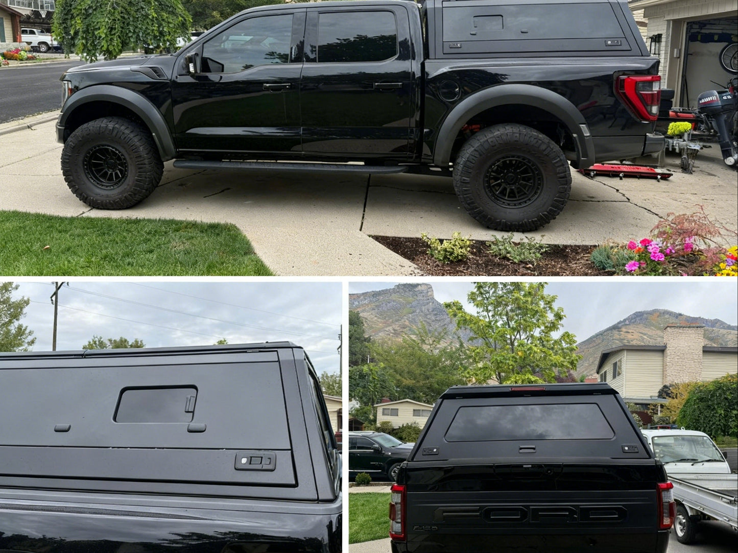 [Ships in 1 Week] Pickup Bed Cover 4x4 Offroad Truck Canopy Universal Black Truck Canopy | Fits Tacoma, Tundra, Ford &amp; More | Waterproof &amp; Secure | Easy Installation Big Glass